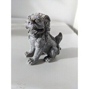Chinese Style Lion Statue Garden Sculpture Mini Stone Figure Creature 2"